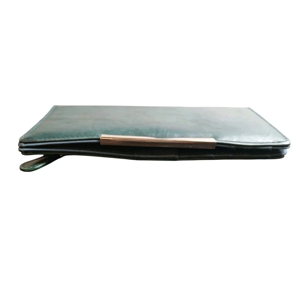 Genuine Leather Long Wallet With Silver Holds 12 Credit Cards, Cash Coins #1548‎